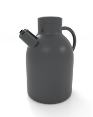 3d render black kettle isolated on white background.