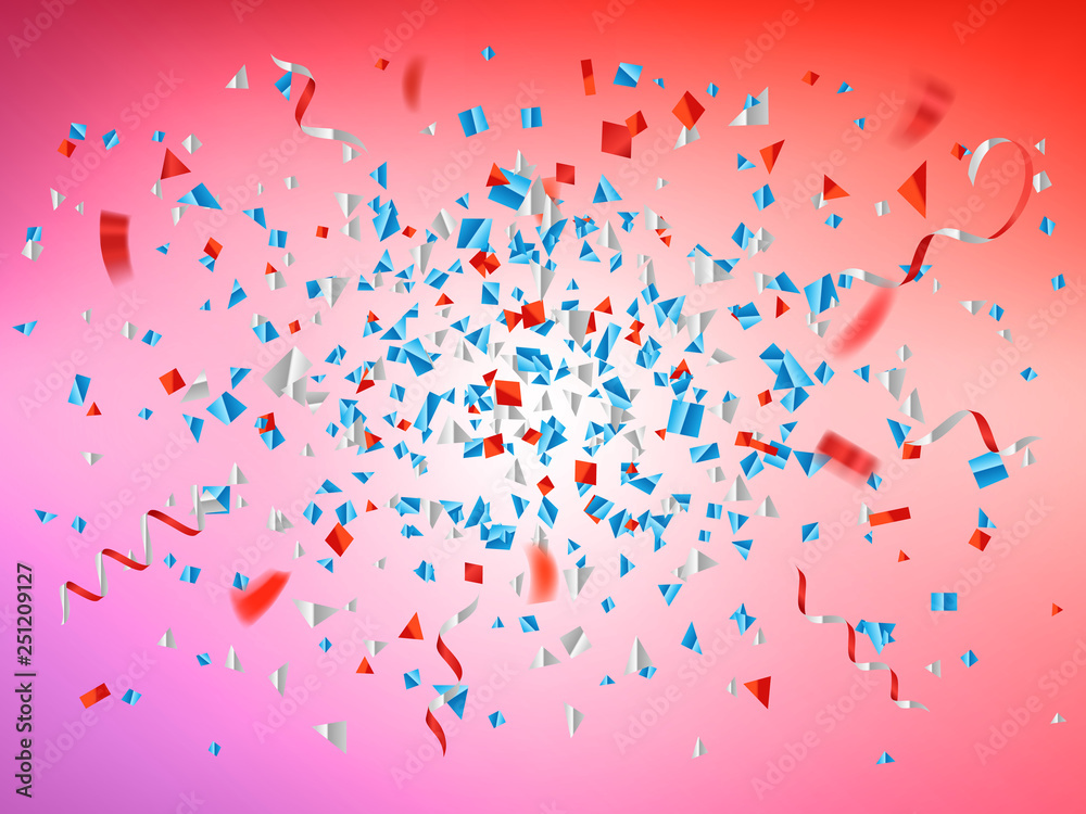 Poster Vector explode template with confetti particles