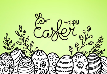 Easter greeting card with rabbit silhouette