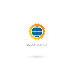 solar energy panel logo   renewable  alternative electricity source concept  white background flat vector illustration