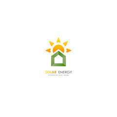 solar energy panel logo   renewable  alternative electricity source concept  white background flat vector illustration