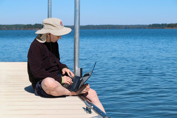 Obraz premium Relaxing on the dock at Mistletoe State Park, Georgia
