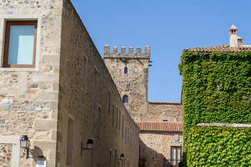 Medieval tower in Caceres down town