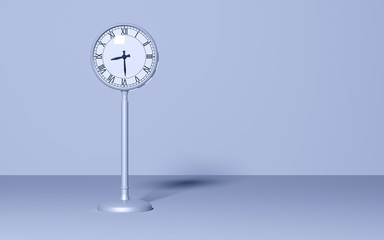 Street clock on pastel background. Time wait concept. Minimal style. Copy space. 3D rendering illustration