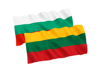 Flags of Bulgaria and Lithuania on a white background