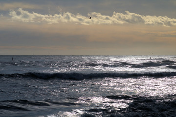 sunrise over the sea,waves, sun,landscape, horizon, cloud, seascape, beautiful, shore, 