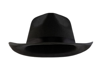 Black retro hat isolated on white background with clipping path