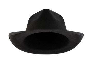 Black retro hat isolated on white background with clipping path - obrazy, fototapety, plakaty