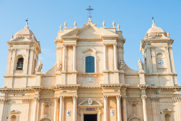 Valley of Noto Sicily. Typical details of Baroque architecture in Noto