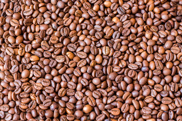 The background of coffee beans. Growing and selling coffee_