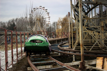 Abandoned amusement park. Ferris wheel not used. Lithuania