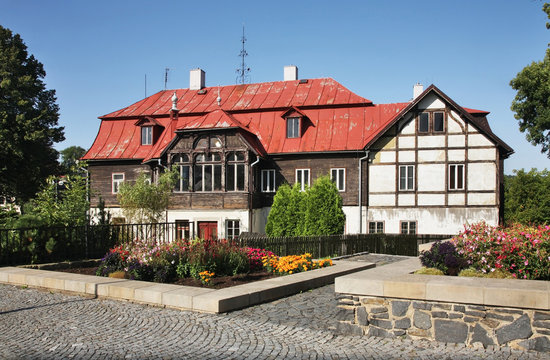 TGM - Tomas Garrigue Masaryk square in  Kamenicky Senov. Liberec region. Czech Republic