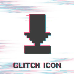 Download icon. Load internet data symbol. Glitch effect vector icon. Pixel art. 8 bit