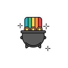 Gold pot, coin, rainbow icon. Element of color St Patricks day icon. Premium quality graphic design icon. Signs and symbols collection icon for websites, web design, mobile app