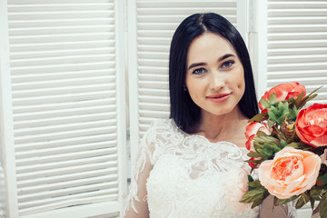 bride on white background