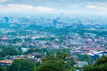Misty residential houses in Bandung city