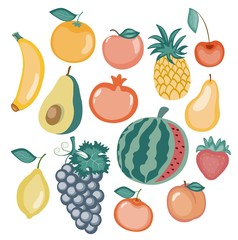 fruit set.vector illustration of different fruit in the flat style