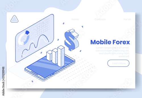 Digital Isometric Design Concept Set Of Mobile Forex App 3d Icons - 