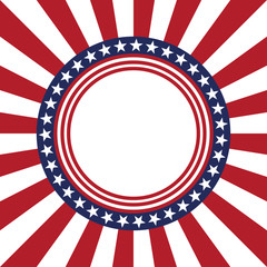 Naklejka premium USA star vector pattern round frame. American patriotic circle border with stars and stripes pattern.