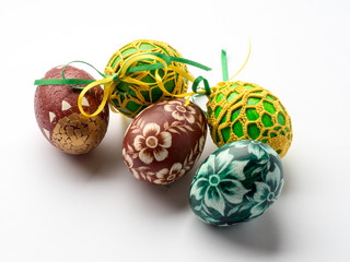 easter eggs on white