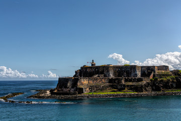 Fototapeta na wymiar The old fort of El Morro on the coast of San Juan Puerto Rico