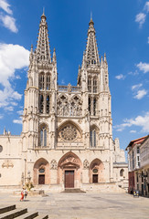 Fototapeta na wymiar Burgos, Spain. The facade of the Gothic Cathedral of Our Lady, XIII - XVI centuries. UNESCO list