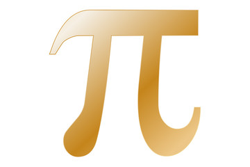 Número Pi de color dorado.