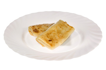 pancakes a dish of food from the restaurant. isolated background. view from above. side view