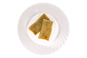 pancakes a dish of food from the restaurant. isolated background. view from above. side view