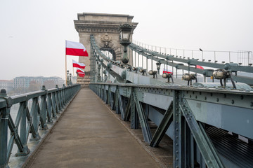 Fototapeta na wymiar The Chain Bridge in Budapest, Hungary, Europe