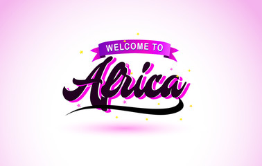 Fototapeta premium Africa Welcome to Creative Text Handwritten Font with Purple Pink Colors Design.