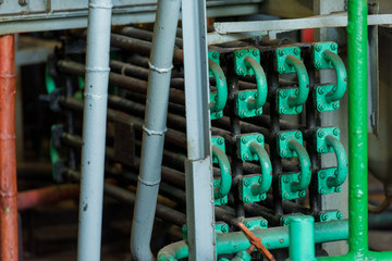 Metal pipe. Carbon dioxide production plant. Colorless gas. Gas withdrawal. Industry. Plant for the...