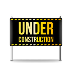 Under construction banner isolated on white vector illustration