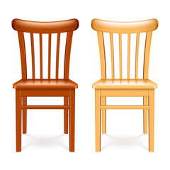 Wooden chair isolated on white vector illustration