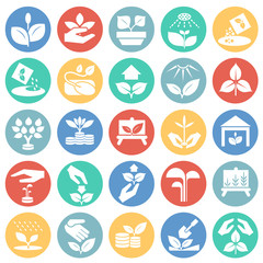 Grow icons set on color circles white background for graphic and web design, Modern simple vector sign. Internet concept. Trendy symbol for website design web button or mobile app