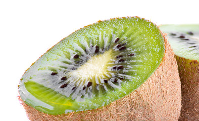 Kiwi fruit, slice of green juicy kiwi. isolated on white