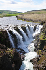 Naklejka na ściany i meble Island; Iceland; Kolugljufur; Wasserfall