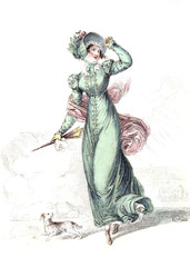 Woman in old fashion dress