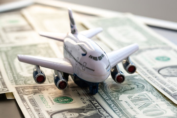 model of the aircraft is on paper dollars