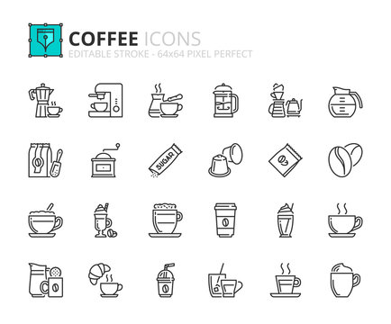 Outline icons about coffee