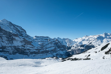 Fototapeta na wymiar Schneelandschaft bei der Jungfrau Region