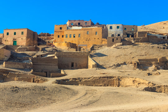 Uninhabited village of Kurna (also Gourna, Gurna, Qurna, Qurnah or Qurneh) located on the West Bank of the River Nile opposite the modern city of Luxor in Egypt near the Theban Hills
