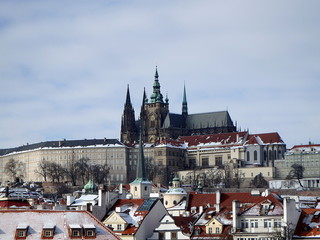 Obraz premium St. Vitus Cathedral, Metropolitan Cathedral of Saints Vitus, Wenceslaus and Adalbert, Prague, Czech Republic