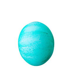 Easter turquoise egg one isolated on white background