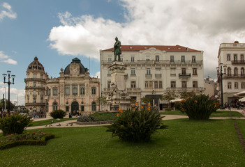 Fototapeta na wymiar Joaquim Antonio de Aguiar monument at Largo da Portagem in Coimbra Portugal.