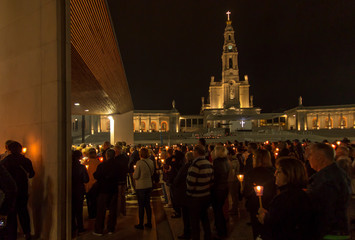 Fatima, Portugal, 11 June 2018: Evening celebrations at the square in front of the Basilica of Our Lady of the Rosary of Fatima