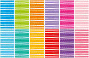 Set of small polka dots seamless pattern on bright colorful backgrounds, vector © zanna_