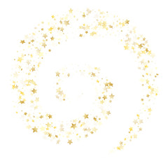 Flying gold star sparkle vector with white background.