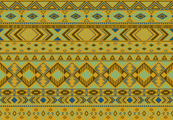 Boho pattern tribal ethnic motifs geometric seamless vector background. Graphic ikat tribal motifs clothing fabric textile print traditional design with triangle and rhombus shapes.