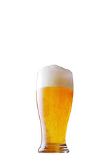 Glass of cold beer on a white background. Clipping path.